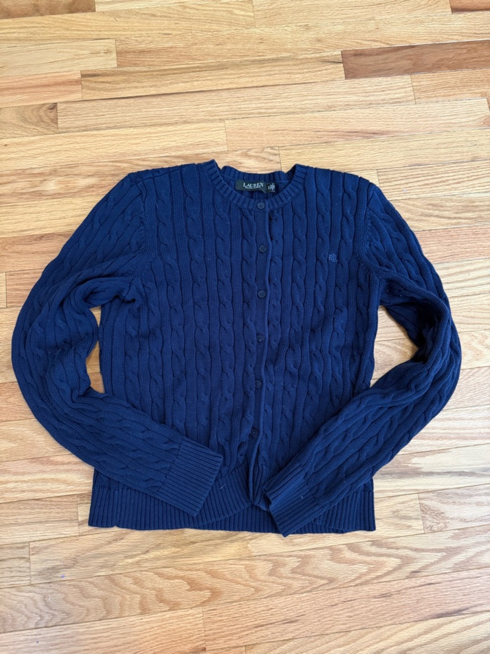 Lauren Ralph Lauren Navy Cable-Knit Cardigan Sweater